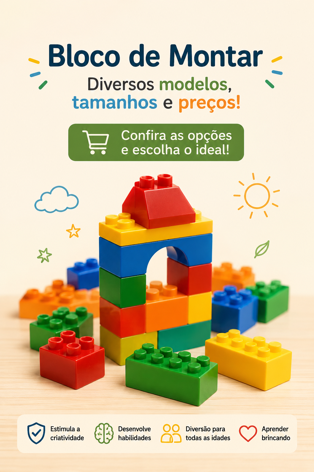 Blocos de montar coloridos para crianças